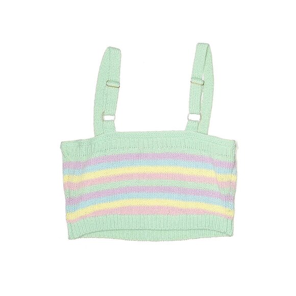 Show Me Your Mumu Pastel Striped Knit 3-Piece Set Cardigan Crop Top & Mini Skirt - Picture 13 of 16